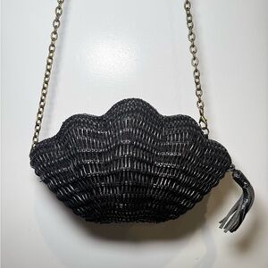 Stylish Black Woven Crossbody Bag